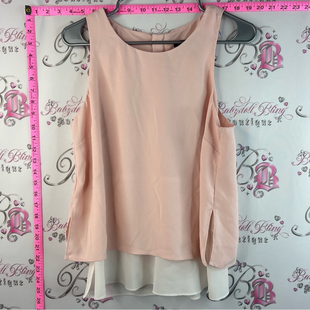 Banana Republic tank top dual color Blush Pink Layered Tank Top white cream